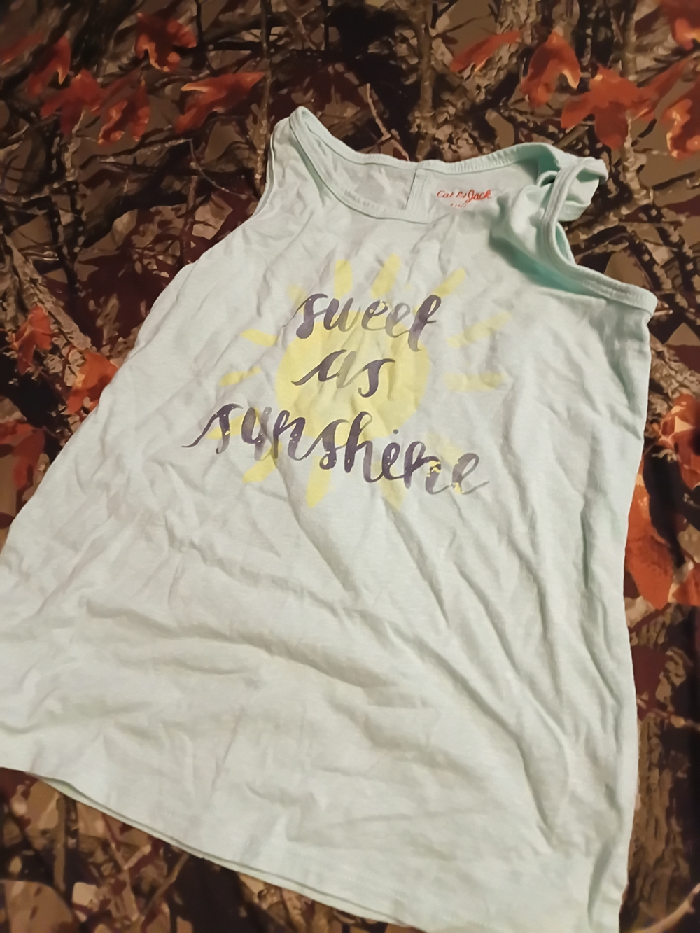 Cat & Jack Mint Green Tank Top with Yellow Sun Graphic